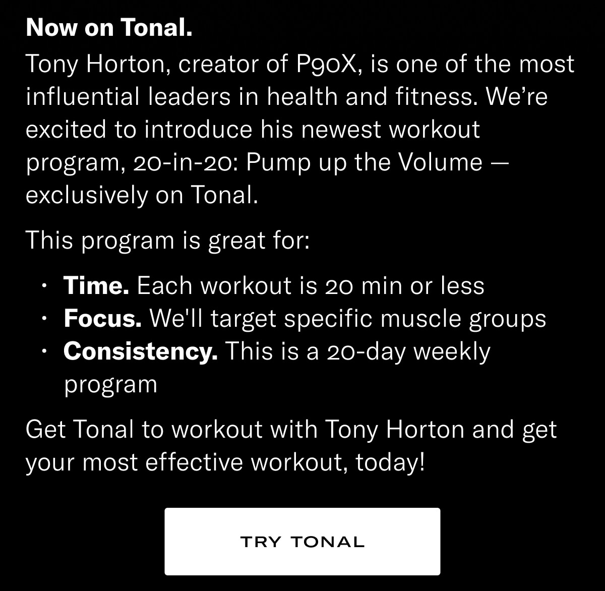 Tony Horton, Back on Tonal - Tonal